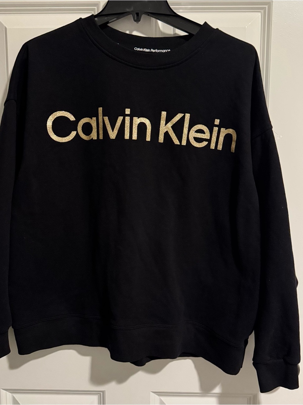 Calvin Klein Black Crewneck Sweatshirt with Gold Logo